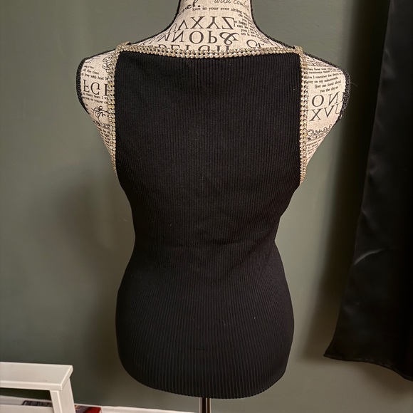 Cache Black Sleeveless Top with Silver Detailing. Vintage! - Picture 6 of 12